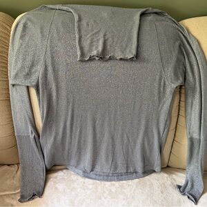 Armani Jeans Grey Lightweight Ribbed Long Sleeve Turtleneck Top